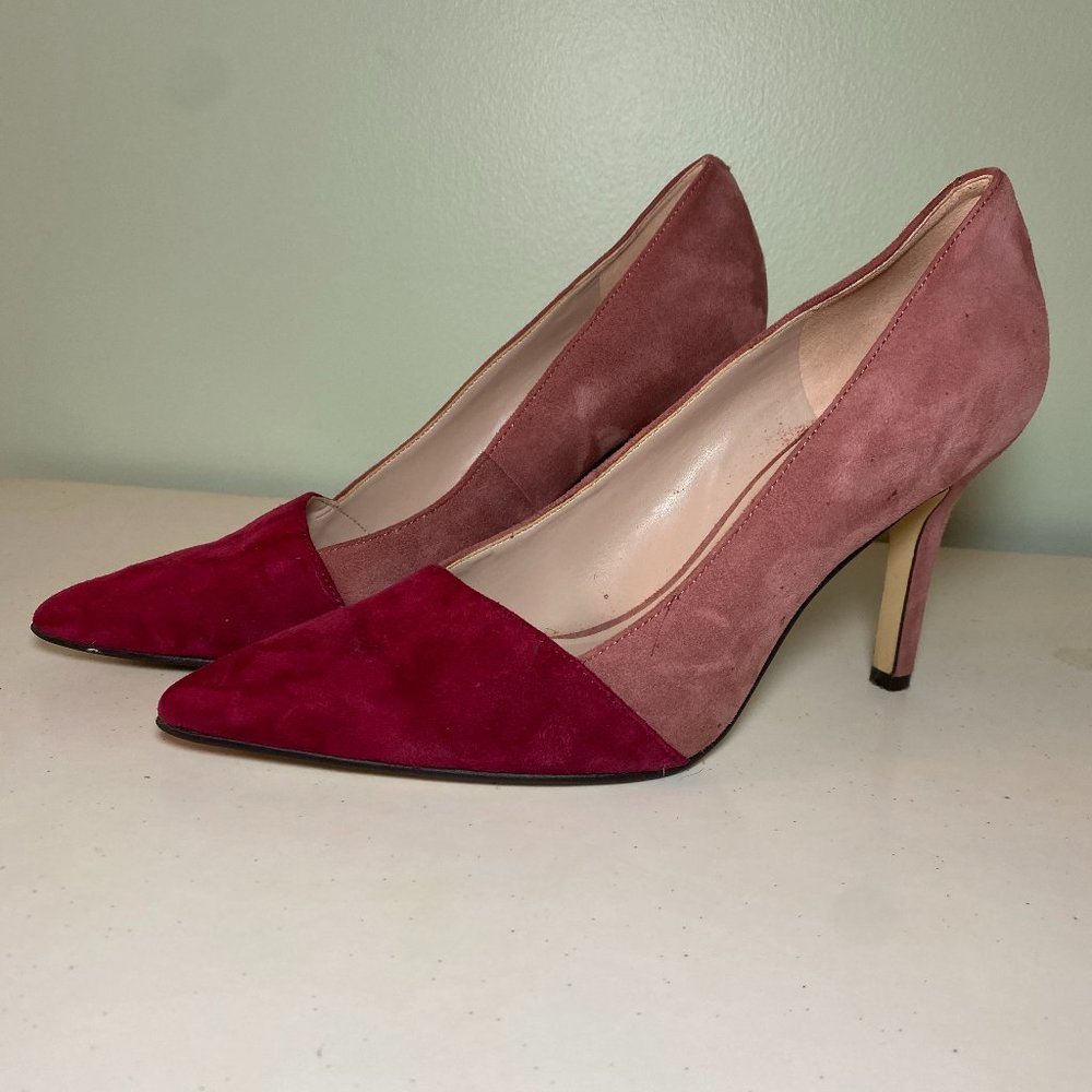 Pink and Red Suede Heel Pumps Nine West